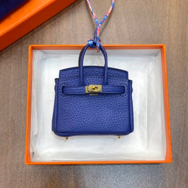 187 Factory Bag Charm Price 7T Blue Electric Togo Leather Birkin Bag Charm 7.5*6*3.5CM