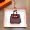 Handmade 187 Factory Birkin Bag Charm Togo Leather CC55 Rouge H Gold Hardware