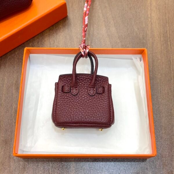 Handmade 187 Factory Birkin Bag Charm Togo Leather CC55 Rouge H Gold Hardware