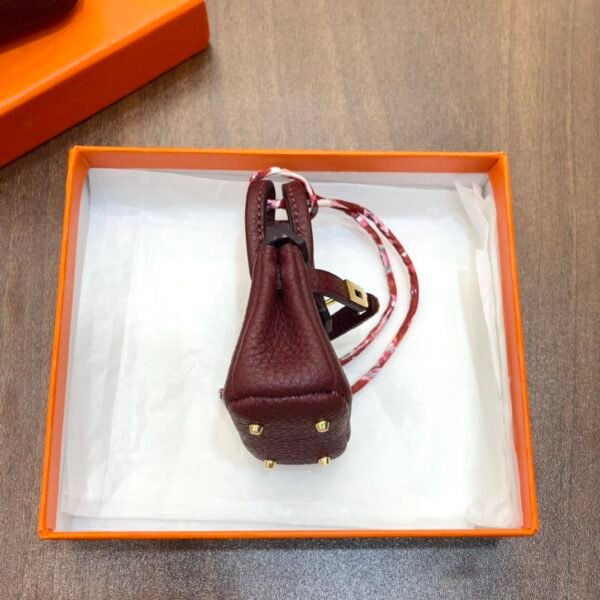 Handmade 187 Factory Birkin Bag Charm Togo Leather CC55 Rouge H Gold Hardware