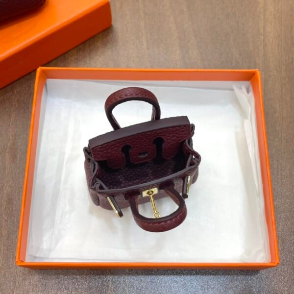 Handmade 187 Factory Birkin Bag Charm Togo Leather CC55 Rouge H Gold Hardware