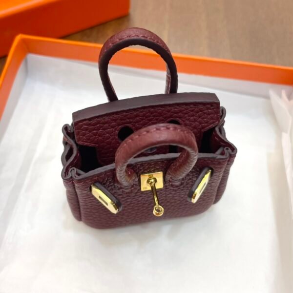 Handmade 187 Factory Birkin Bag Charm Togo Leather CC55 Rouge H Gold Hardware