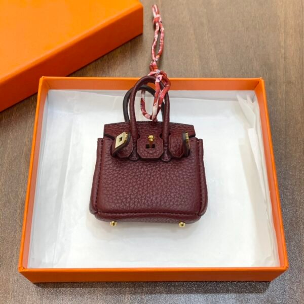 Handmade 187 Factory Birkin Bag Charm Togo Leather CC55 Rouge H Gold Hardware