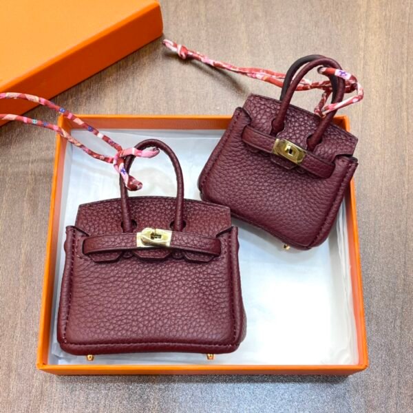 New Arrival 187 Factory CC55 Rouge H Togo Leather Birkin Bag Charm 7.5*6*3.5CM