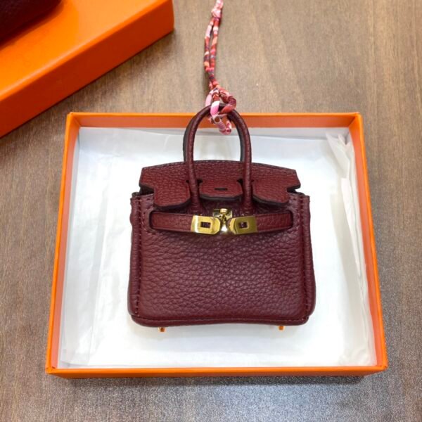New Arrival 187 Factory CC55 Rouge H Togo Leather Birkin Bag Charm 7.5*6*3.5CM