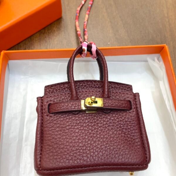 New Arrival 187 Factory CC55 Rouge H Togo Leather Birkin Bag Charm 7.5*6*3.5CM