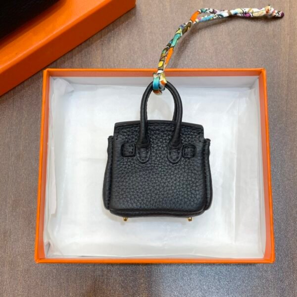 Handmade 187 Factory CC89 Noir Togo Leather Birkin Bag Charm 6*5*3CM