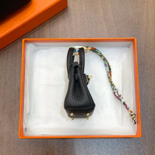Handmade 187 Factory CC89 Noir Togo Leather Birkin Bag Charm 6*5*3CM