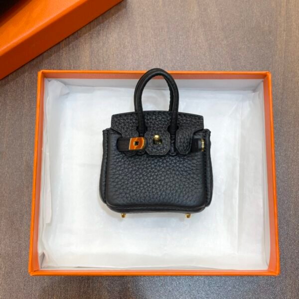 Handmade 187 Factory CC89 Noir Togo Leather Birkin Bag Charm 6*5*3CM