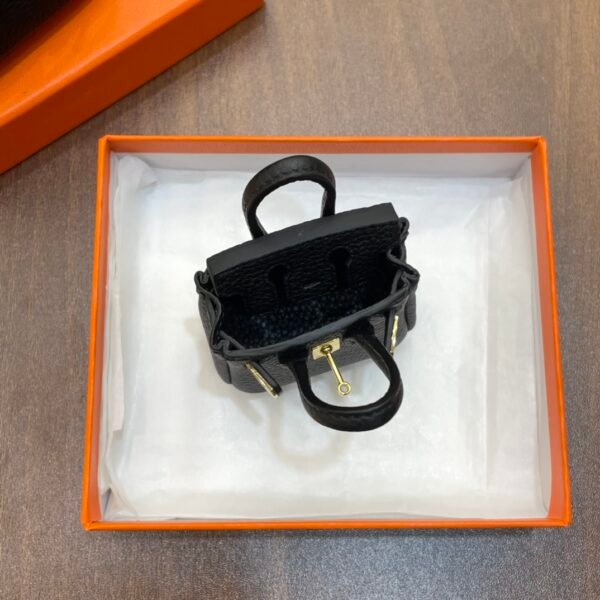 Handmade 187 Factory CC89 Noir Togo Leather Birkin Bag Charm 6*5*3CM