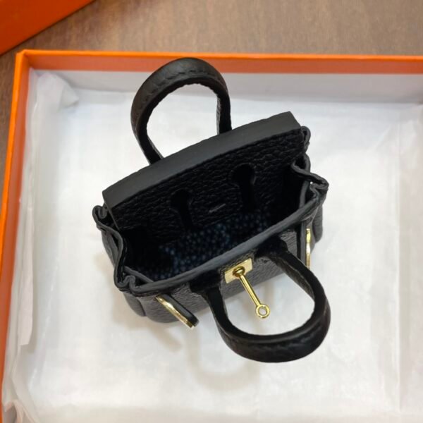 Handmade 187 Factory CC89 Noir Togo Leather Birkin Bag Charm 6*5*3CM