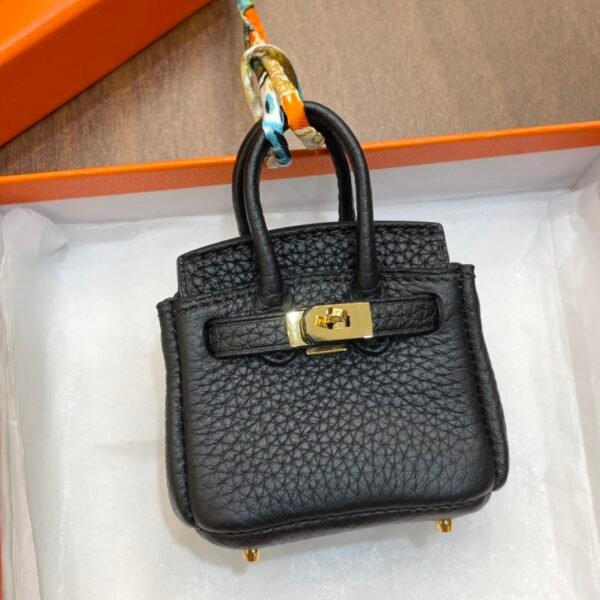 Handmade 187 Factory CC89 Noir Togo Leather Birkin Bag Charm 6*5*3CM