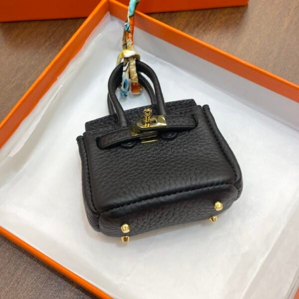 Handmade 187 Factory CC89 Noir Togo Leather Birkin Bag Charm 6*5*3CM