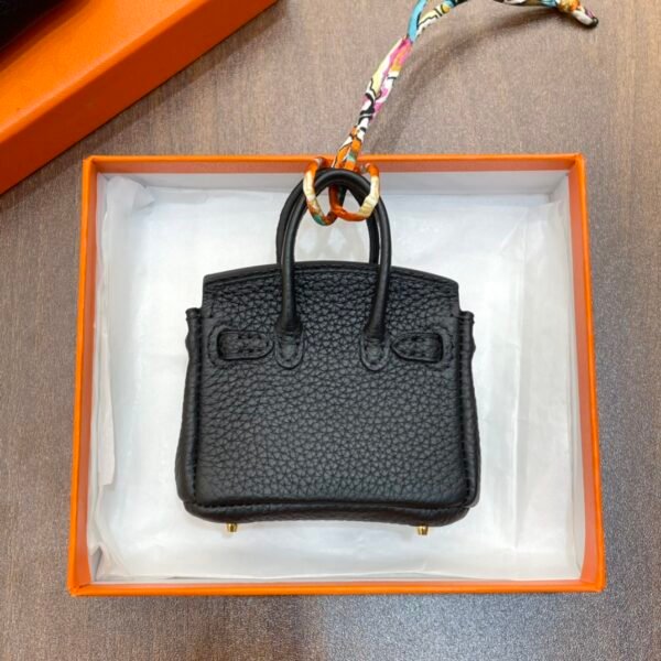 UK London 187 Factory Birkin Bag Charm Togo Leather CC89 Noir Gold Hardware