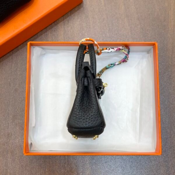 UK London 187 Factory Birkin Bag Charm Togo Leather CC89 Noir Gold Hardware