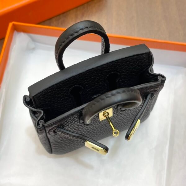 UK London 187 Factory Birkin Bag Charm Togo Leather CC89 Noir Gold Hardware