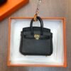 UK London 187 Factory Birkin Bag Charm Togo Leather CC89 Noir Gold Hardware