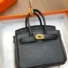 UK London 187 Factory Birkin Bag Charm Togo Leather CC89 Noir Gold Hardware
