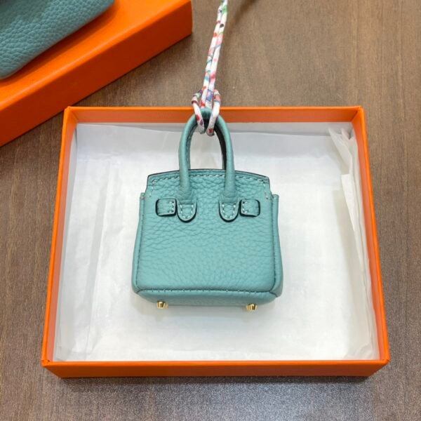187 Factory Charm Images 3P Blue Atoll Togo Leather Birkin Bag Charm 6*5*3CM