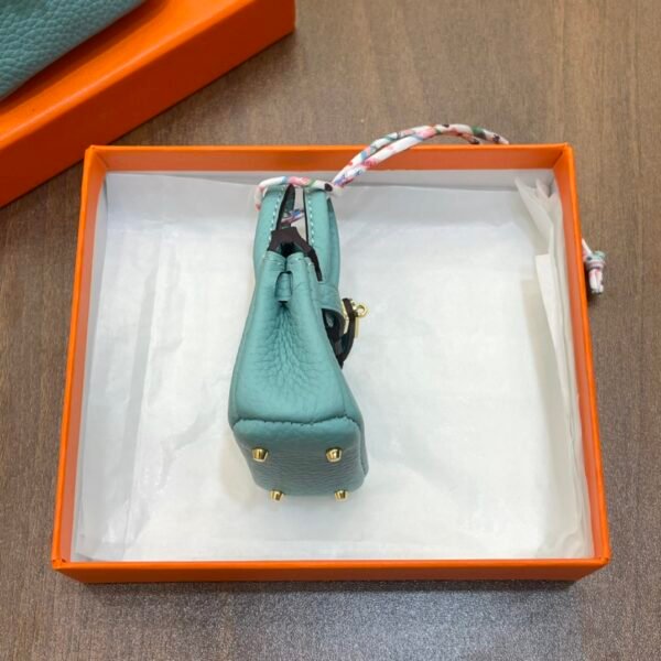 187 Factory Charm Images 3P Blue Atoll Togo Leather Birkin Bag Charm 6*5*3CM