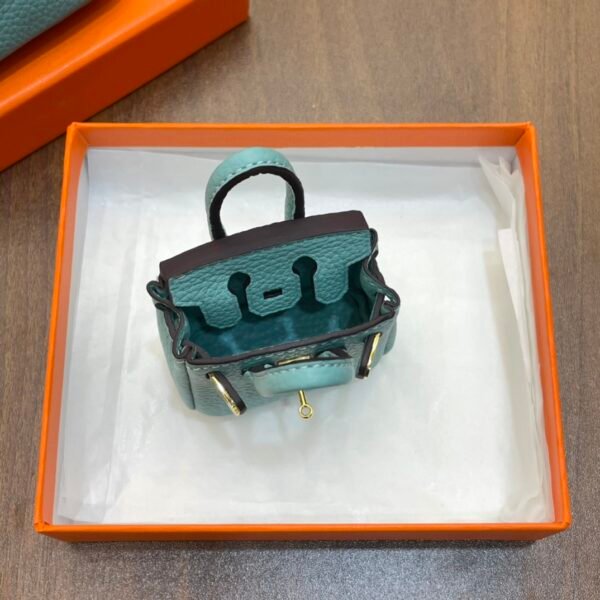 187 Factory Charm Images 3P Blue Atoll Togo Leather Birkin Bag Charm 6*5*3CM
