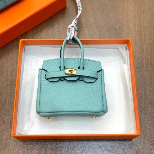 UAE Dubai 187 Factory Birkin Bag Charm 3P Blue Atoll Togo Leather 7.5*6*3.5CM