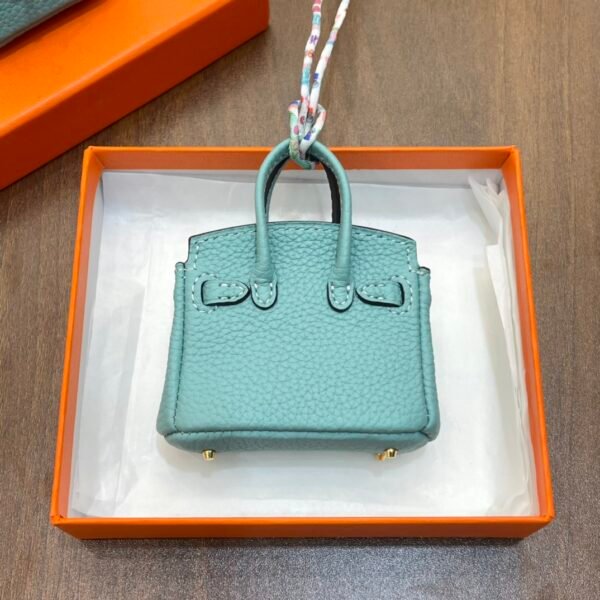 UAE Dubai 187 Factory Birkin Bag Charm 3P Blue Atoll Togo Leather 7.5*6*3.5CM