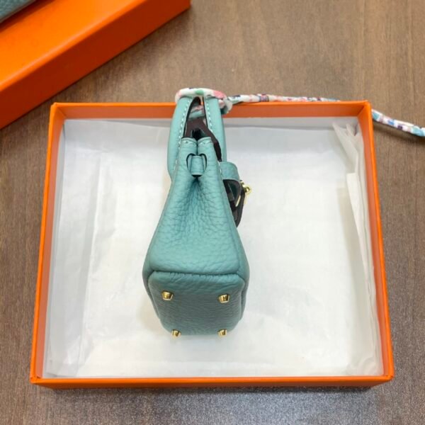 UAE Dubai 187 Factory Birkin Bag Charm 3P Blue Atoll Togo Leather 7.5*6*3.5CM