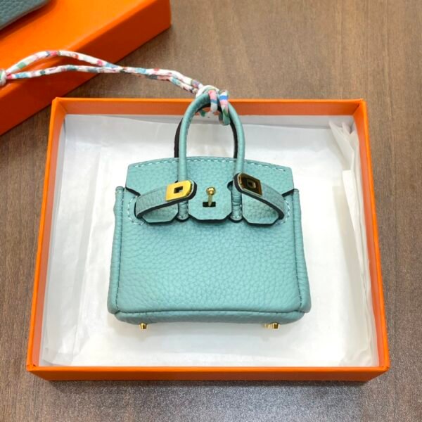 UAE Dubai 187 Factory Birkin Bag Charm 3P Blue Atoll Togo Leather 7.5*6*3.5CM