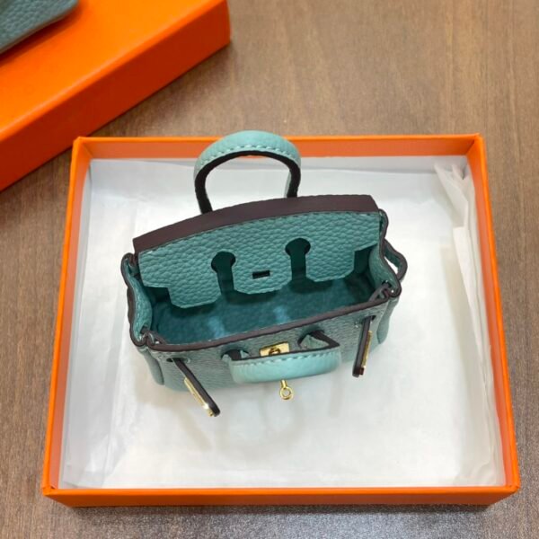 UAE Dubai 187 Factory Birkin Bag Charm 3P Blue Atoll Togo Leather 7.5*6*3.5CM
