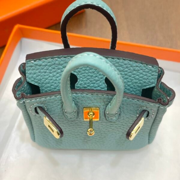 UAE Dubai 187 Factory Birkin Bag Charm 3P Blue Atoll Togo Leather 7.5*6*3.5CM