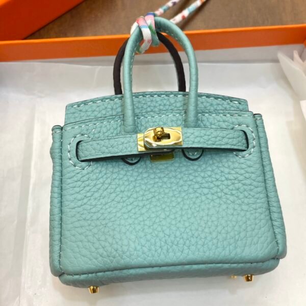 UAE Dubai 187 Factory Birkin Bag Charm 3P Blue Atoll Togo Leather 7.5*6*3.5CM