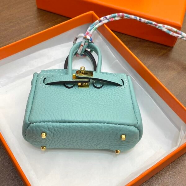 UAE Dubai 187 Factory Birkin Bag Charm 3P Blue Atoll Togo Leather 7.5*6*3.5CM