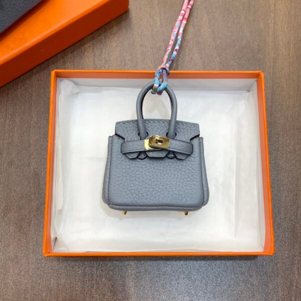 187 Factory Bag Charm J7 Blue Lin Togo Leather Birkin Bag Charm 6*5*3CM Gold Hardware