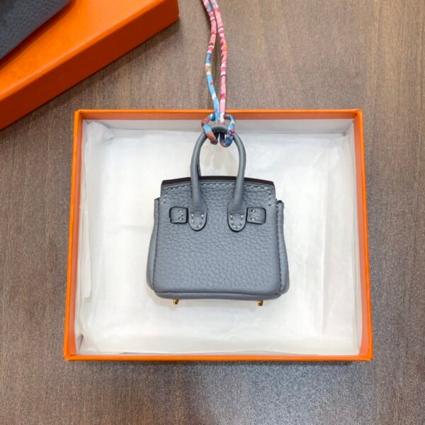 187 Factory Bag Charm J7 Blue Lin Togo Leather Birkin Bag Charm 6*5*3CM Gold Hardware