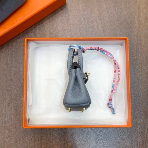 187 Factory Bag Charm J7 Blue Lin Togo Leather Birkin Bag Charm 6*5*3CM Gold Hardware