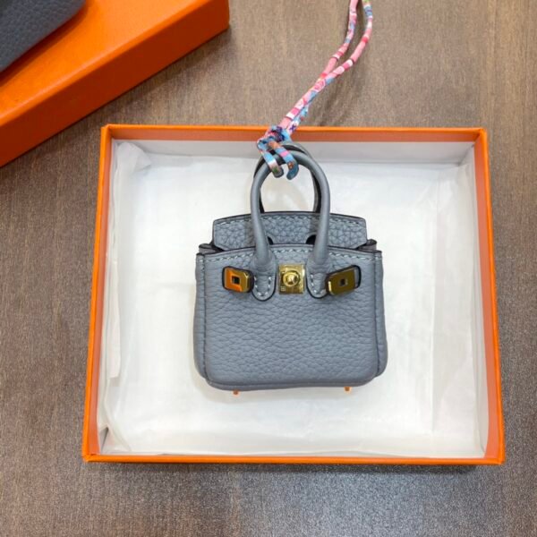 187 Factory Bag Charm J7 Blue Lin Togo Leather Birkin Bag Charm 6*5*3CM Gold Hardware