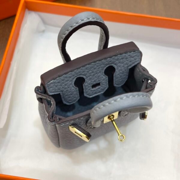 187 Factory Bag Charm J7 Blue Lin Togo Leather Birkin Bag Charm 6*5*3CM Gold Hardware