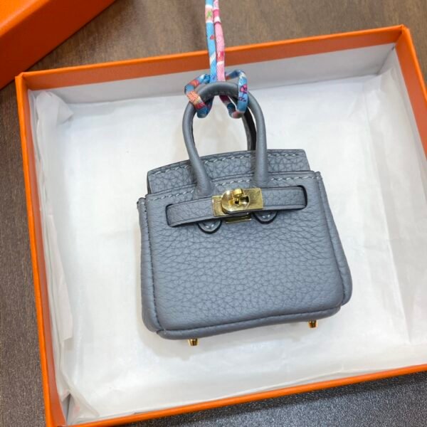 187 Factory Bag Charm J7 Blue Lin Togo Leather Birkin Bag Charm 6*5*3CM Gold Hardware