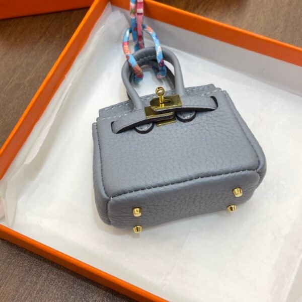 187 Factory Bag Charm J7 Blue Lin Togo Leather Birkin Bag Charm 6*5*3CM Gold Hardware