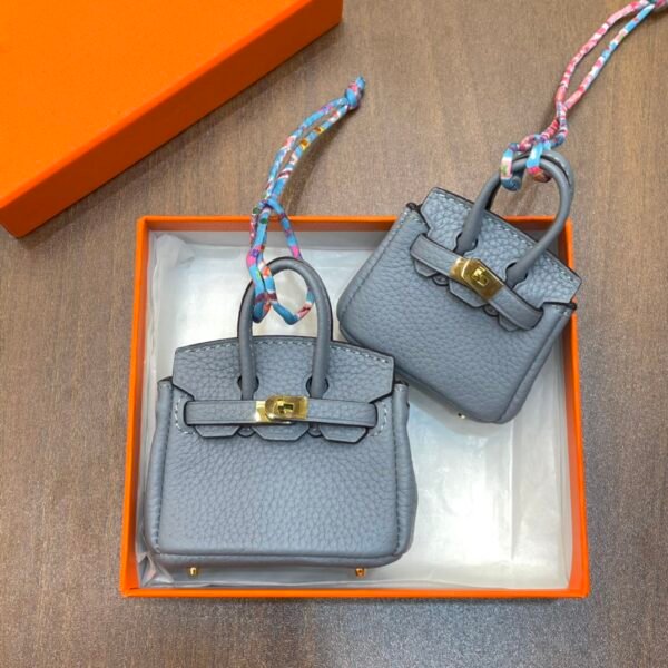 Australia Canberra 187 Factory Togo Leather Birkin Bag Charm J7 Blue Lin Gold Hardware 7.5*6*3.5CM