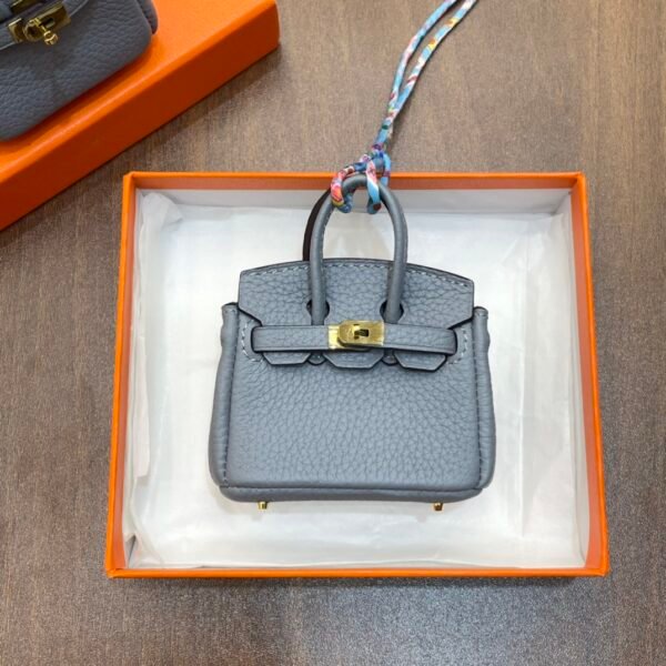 Australia Canberra 187 Factory Togo Leather Birkin Bag Charm J7 Blue Lin Gold Hardware 7.5*6*3.5CM