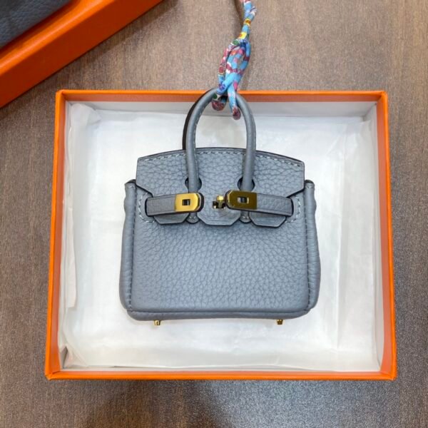 Australia Canberra 187 Factory Togo Leather Birkin Bag Charm J7 Blue Lin Gold Hardware 7.5*6*3.5CM