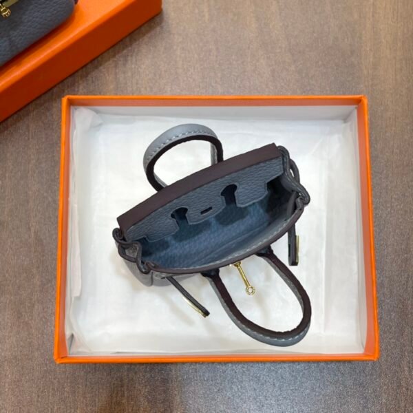 Australia Canberra 187 Factory Togo Leather Birkin Bag Charm J7 Blue Lin Gold Hardware 7.5*6*3.5CM