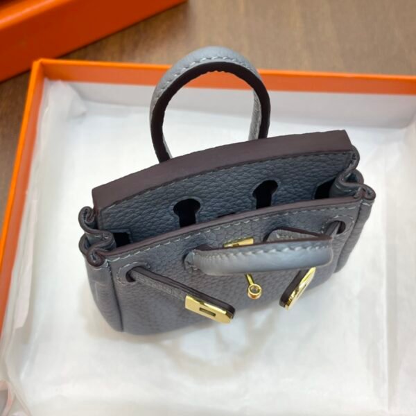 Australia Canberra 187 Factory Togo Leather Birkin Bag Charm J7 Blue Lin Gold Hardware 7.5*6*3.5CM