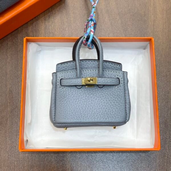 Australia Canberra 187 Factory Togo Leather Birkin Bag Charm J7 Blue Lin Gold Hardware 7.5*6*3.5CM