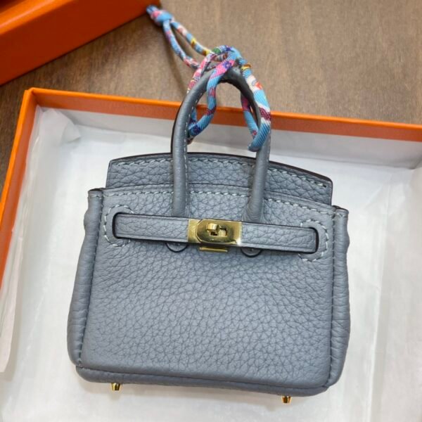 Australia Canberra 187 Factory Togo Leather Birkin Bag Charm J7 Blue Lin Gold Hardware 7.5*6*3.5CM