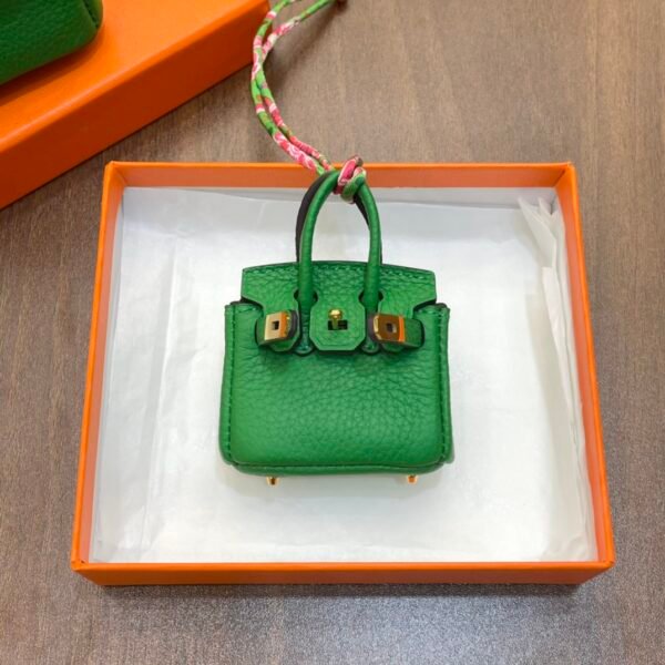 USA Washington 187 Factory Birkin Bag Charm Togo Leather 1K Vert Bambou 6*5*3CM