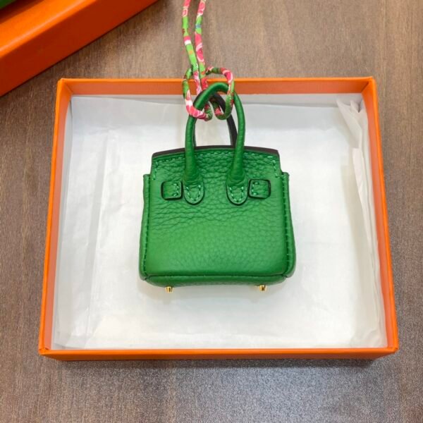 USA Washington 187 Factory Birkin Bag Charm Togo Leather 1K Vert Bambou 6*5*3CM