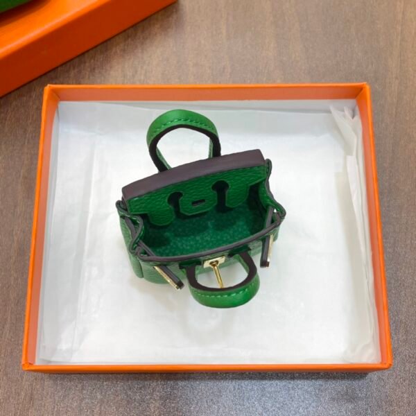USA Washington 187 Factory Birkin Bag Charm Togo Leather 1K Vert Bambou 6*5*3CM